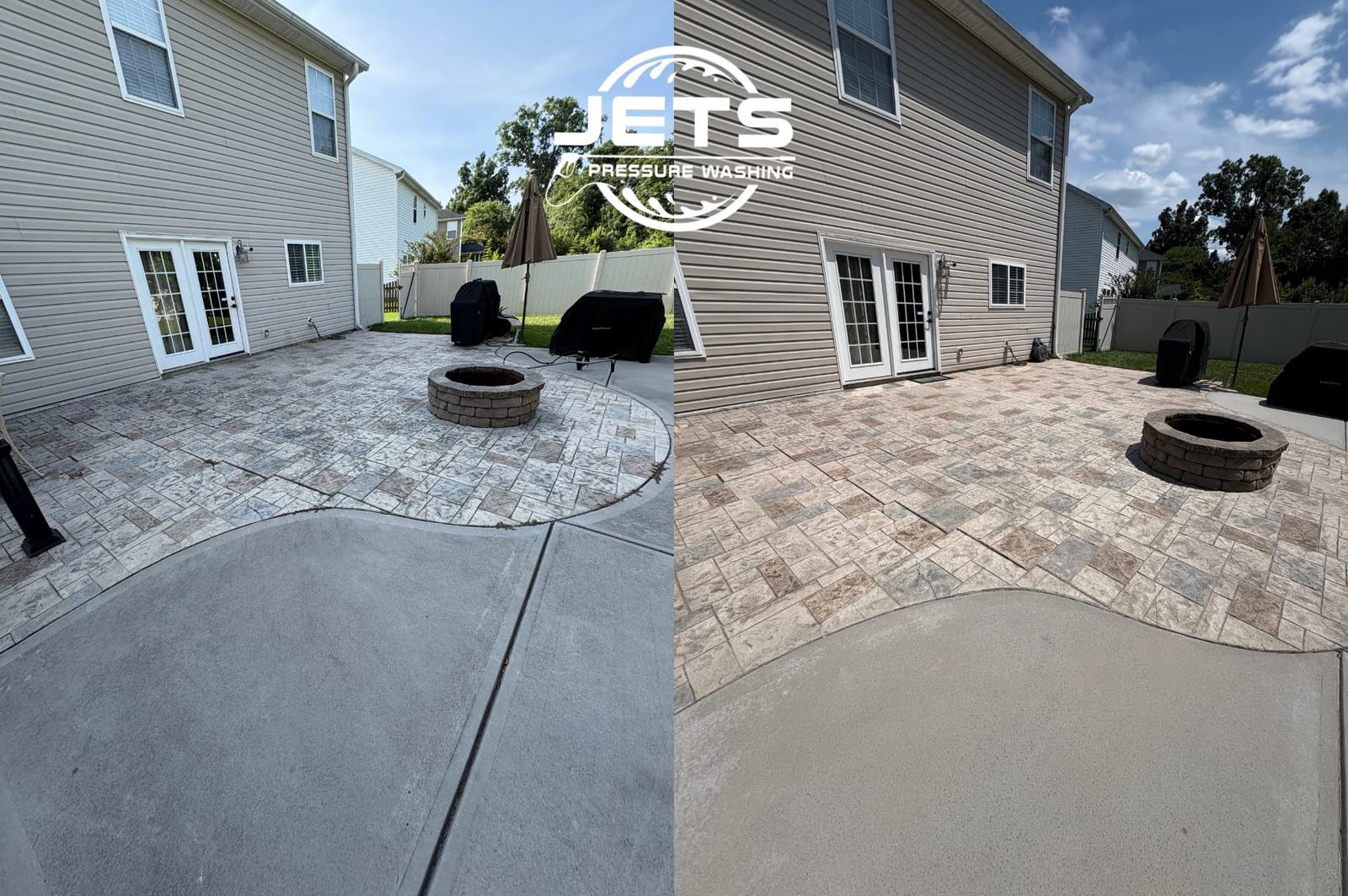 Paver patio and fire pit cleaning results