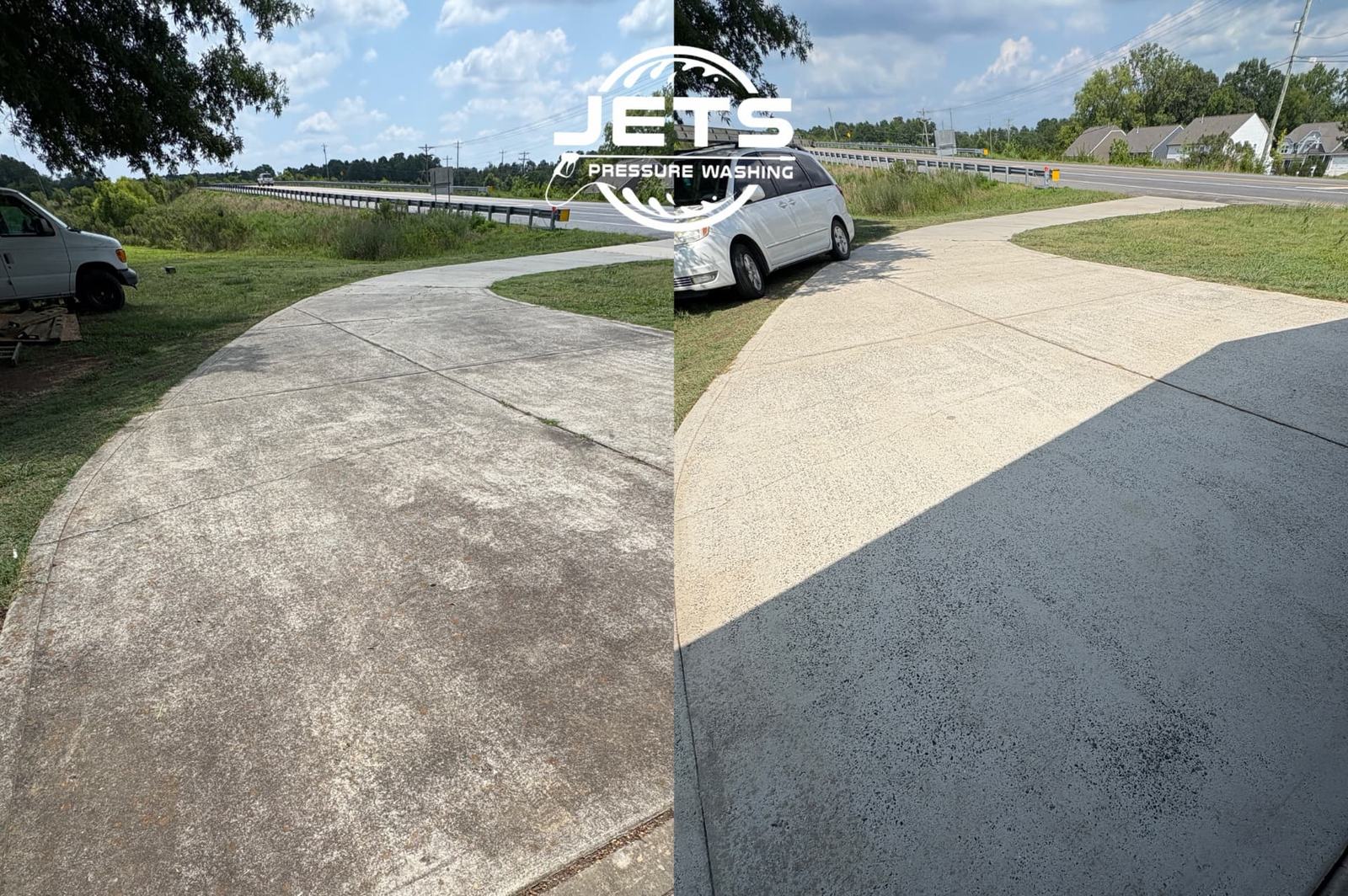Concrete walkway and apron cleaning results