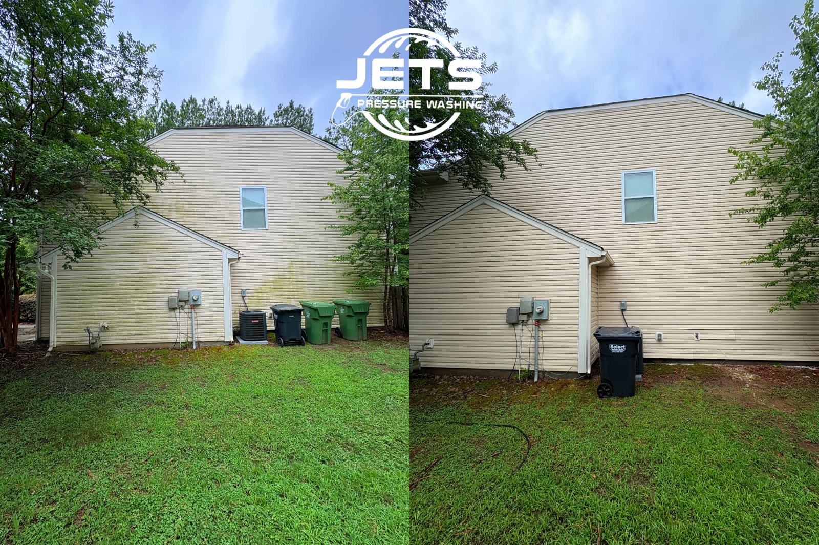 Vinyl siding soft washing removing algae and mildew